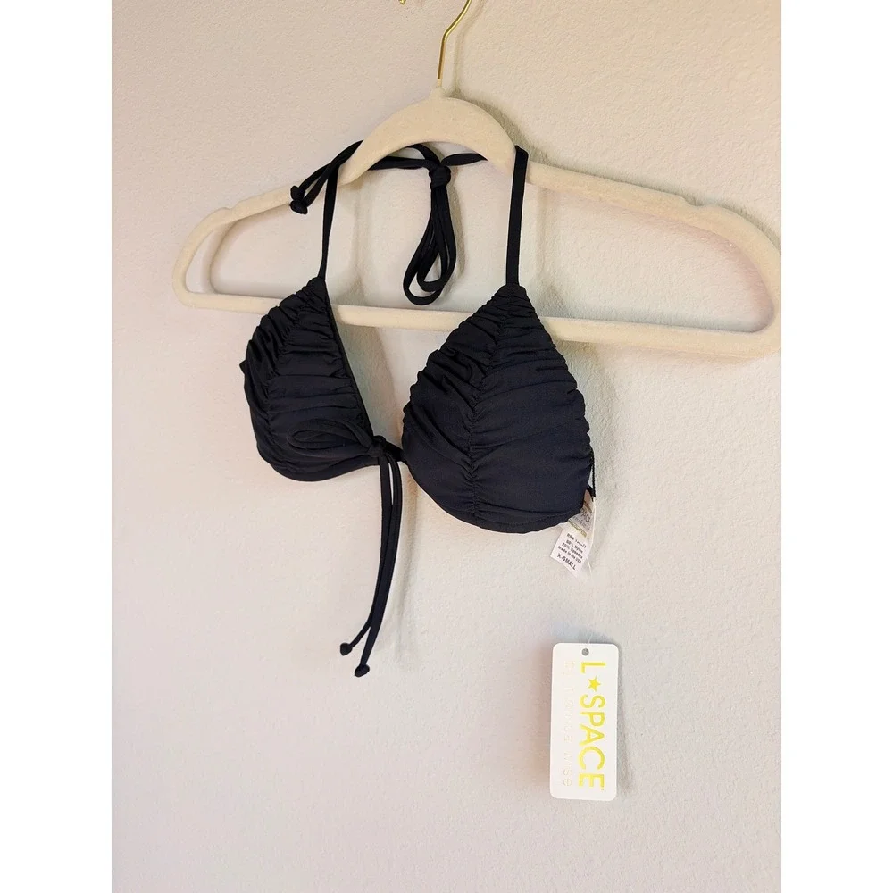 New L*Space Black String Bikini Top Size XS